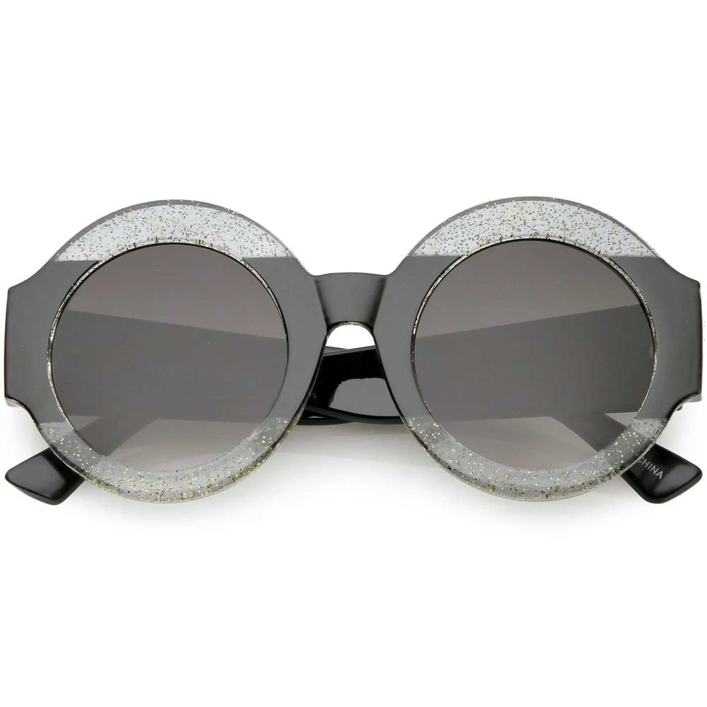 Round Glitter Sunglasses Women Fashion Statement Sun‎ Glasses UV400 Protection